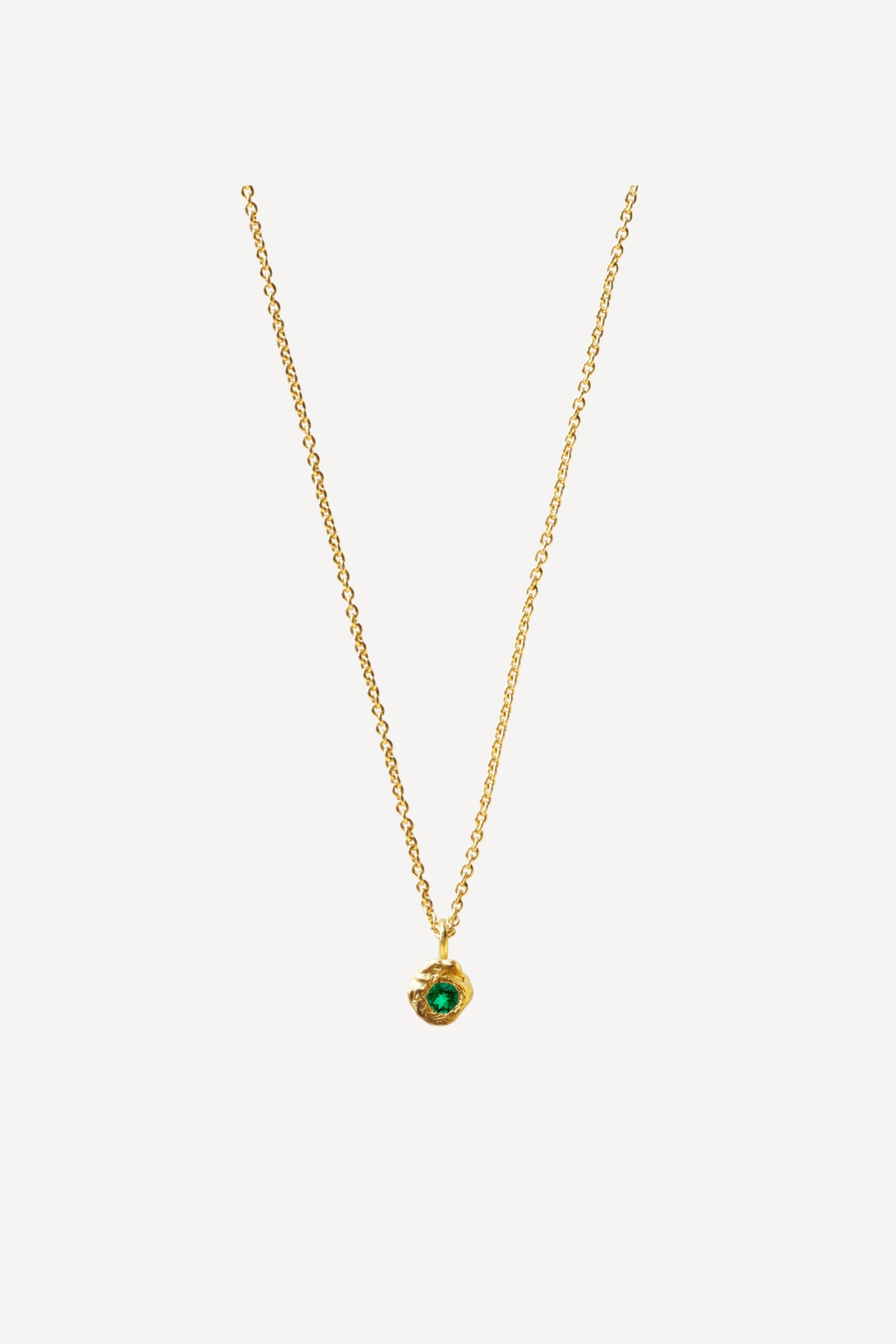 Solitaire Evie 0.05 Emerald Gold Necklace