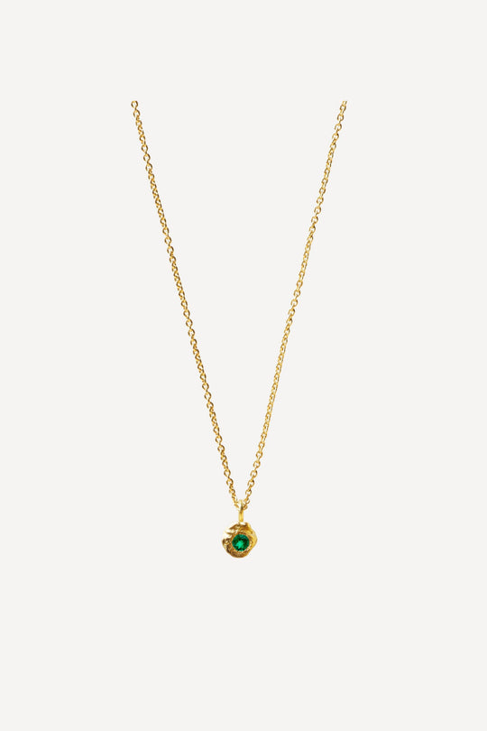 Solitaire Evie 0.05 Emerald Gold Necklace