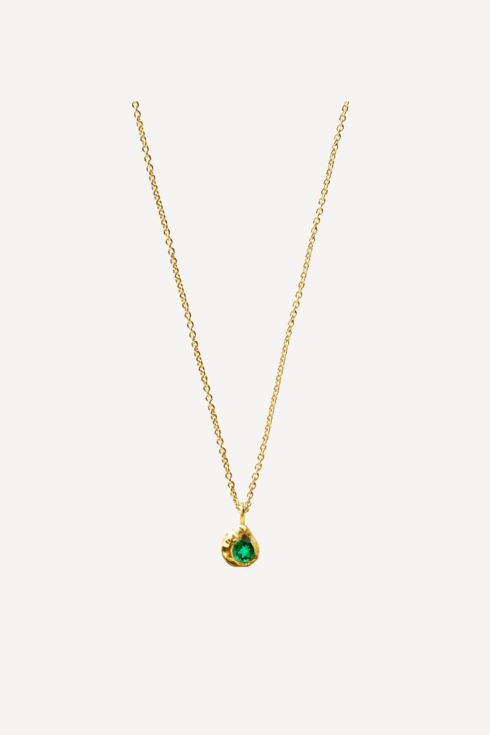 Solitaire Evie 0.10 Emerald Gold Necklace