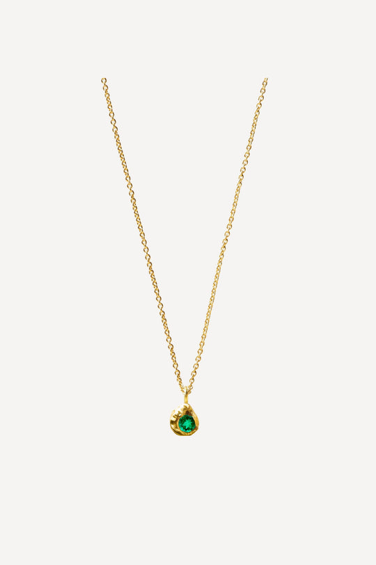 Solitaire Evie 0.10 Emerald Gold Necklace