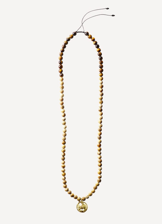 Star Sign Poetry Scorpio Lux Brown Diamond and Brown Jaspis Gold Necklace