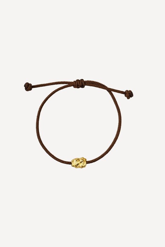 Man Boho Rock Brown Thread Gold Bracelet