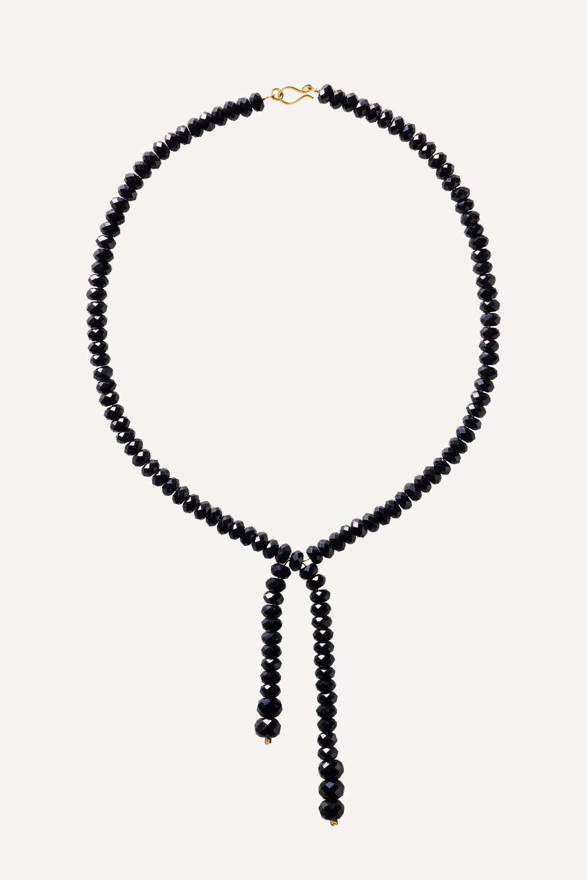 Black Orchid Black Tie Thick Gold Necklace - Front View | Elhanati 