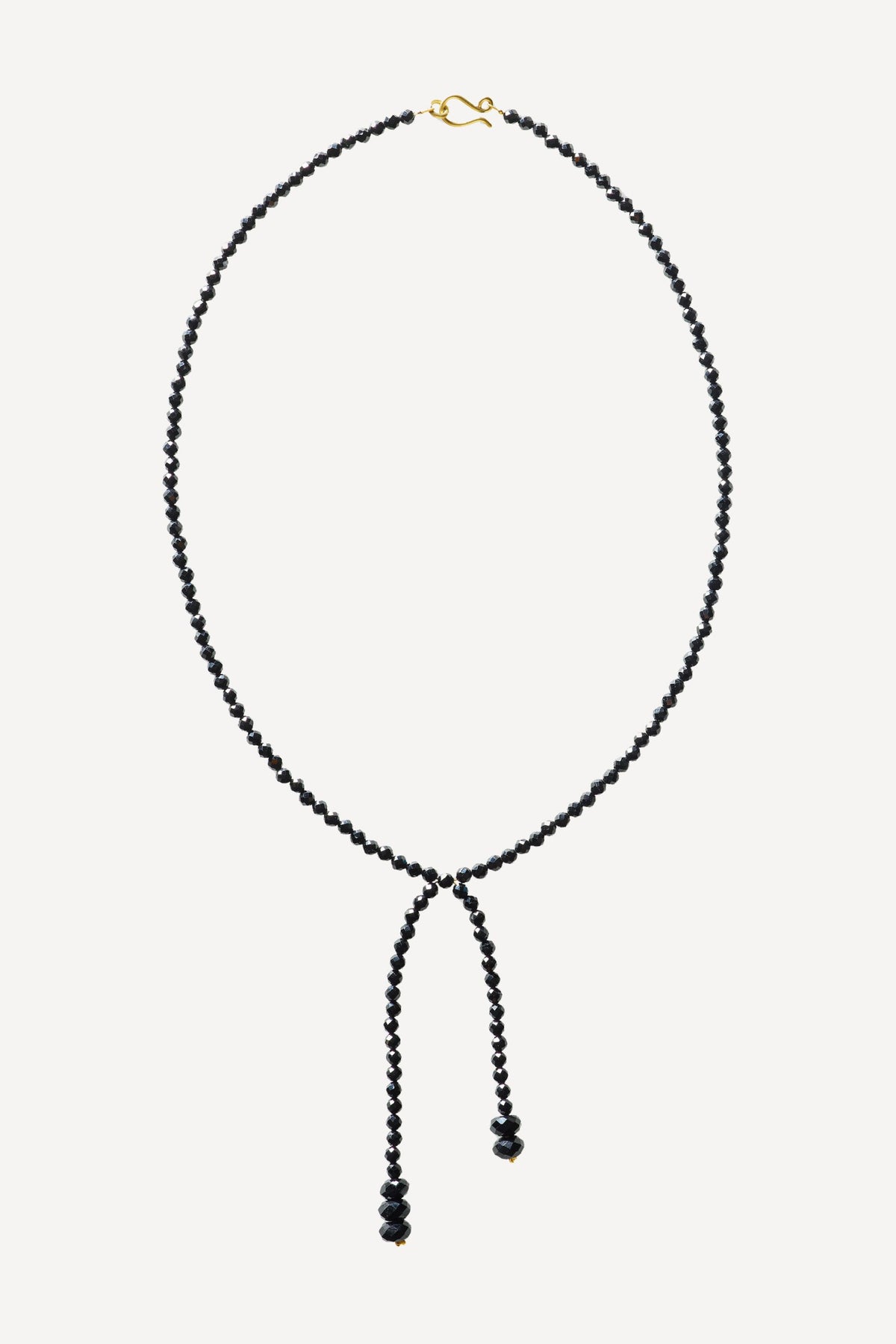 Black Orchid Black Tie Thin Gold Necklace - Front View | Elhanati 