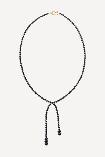 Black Orchid Black Tie Thin Gold Necklace - Front View | Elhanati 