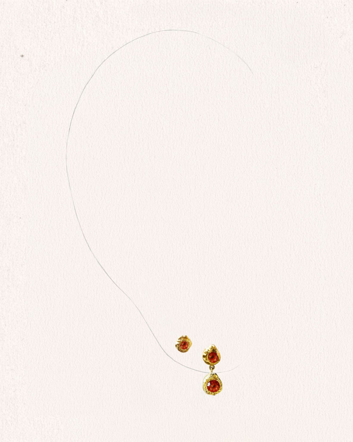 Black Orchid Chéri 0.05 Red Sapphire Gold Earstud [Single] & Black Orchid Dolce Vita Mon Chéri 0.30 Red Sapphire Gold Earrings [Pair] - On Ear | Elhanati