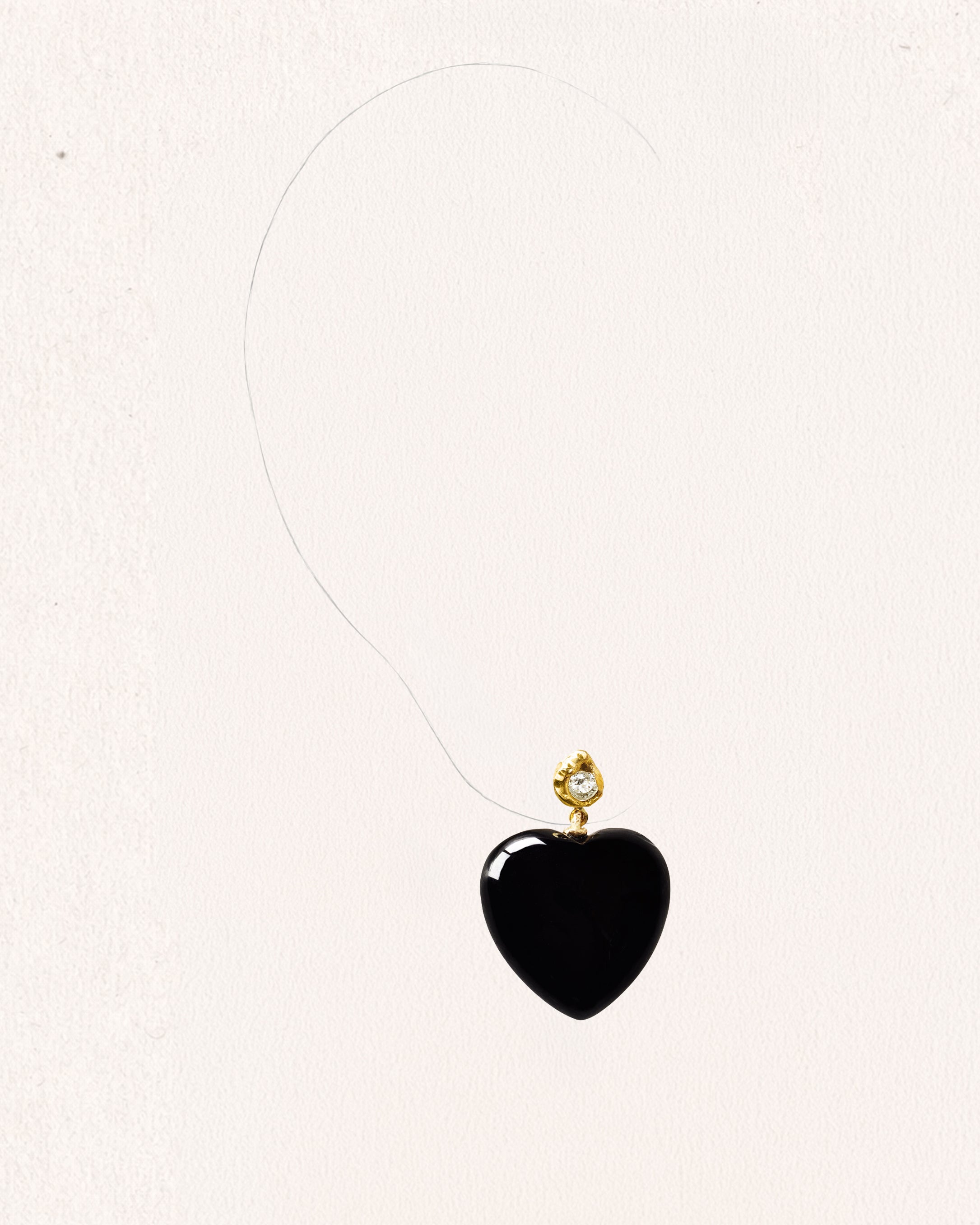 Black Orchid Dolce Vita Diamond and Black Onyx Heart Gold Earrings [Pair]