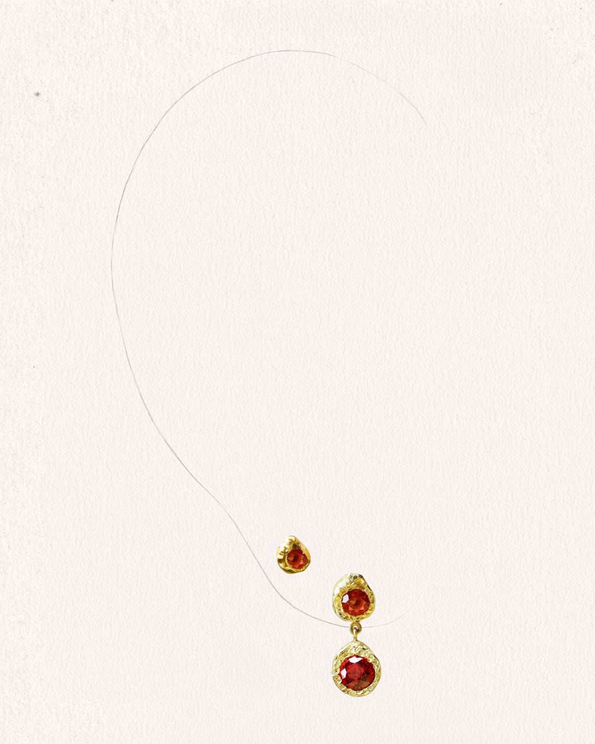 Black Orchid Dolce Vita Mon Cheri 0.70 Red Sapphire Gold Earrings Pair and Black Orchid Chéri 0.10 Red Sapphire Gold Earstud [Single] - On Ear | Elhanati 