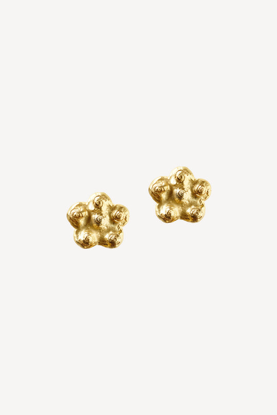Black Orchid Floral Gold Earrings [Pair]