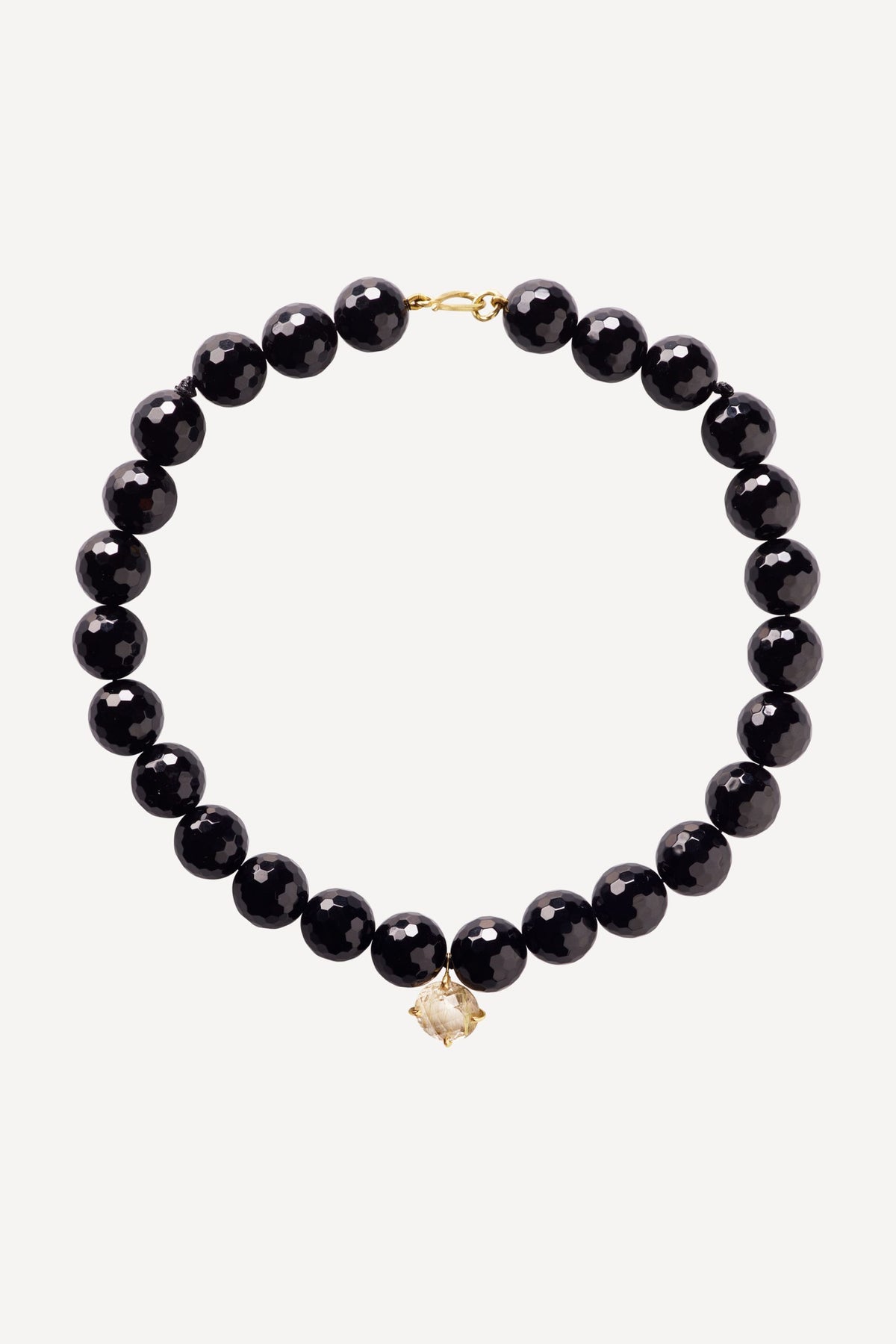 Black Orchid LouLou Quartz Gold Necklace - Front View | Elhanati 