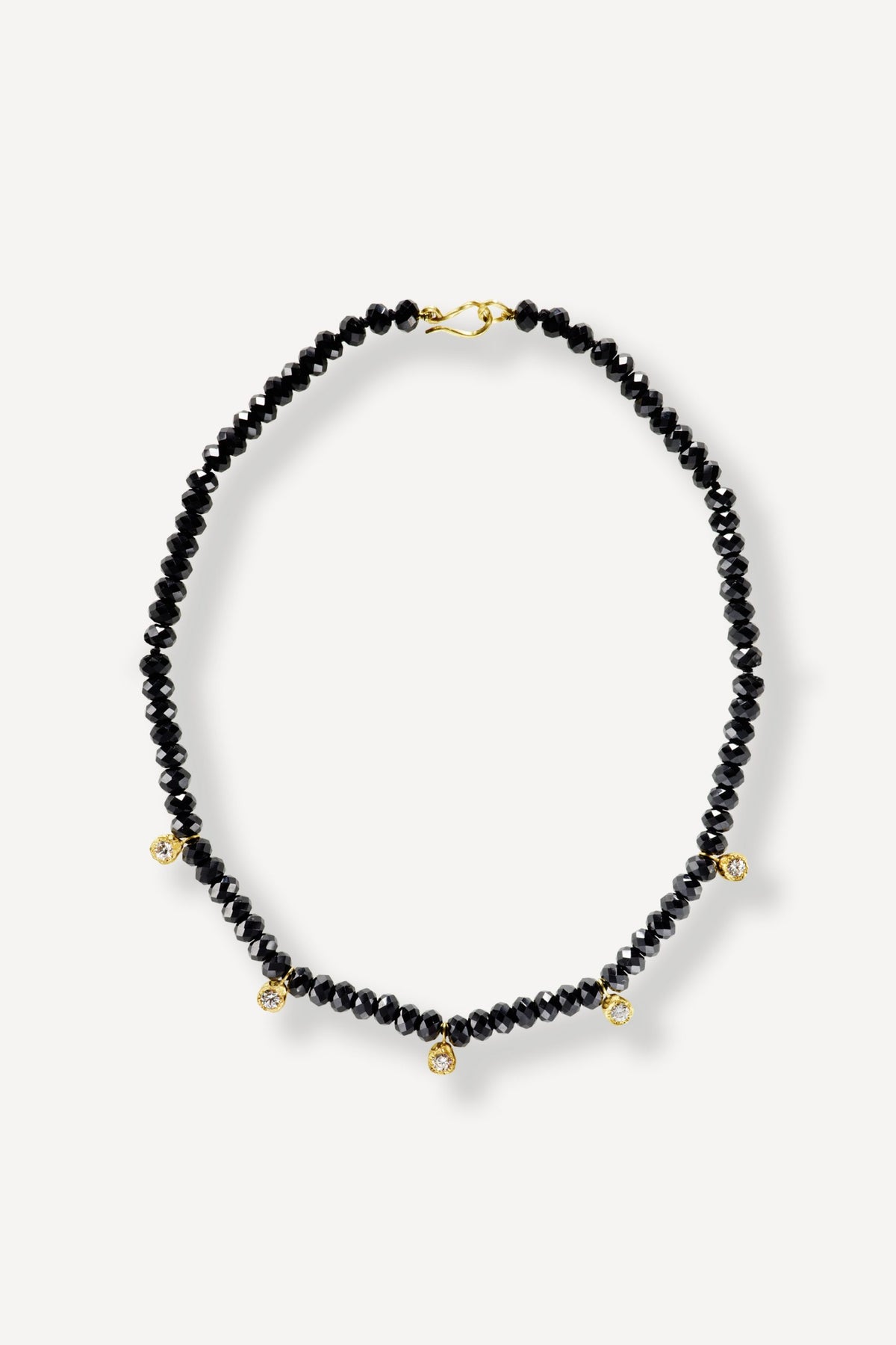 Black Orchid Ramona Five 1 ct Diamond and Onyx Gold Necklace - Front View | Elhanati 
