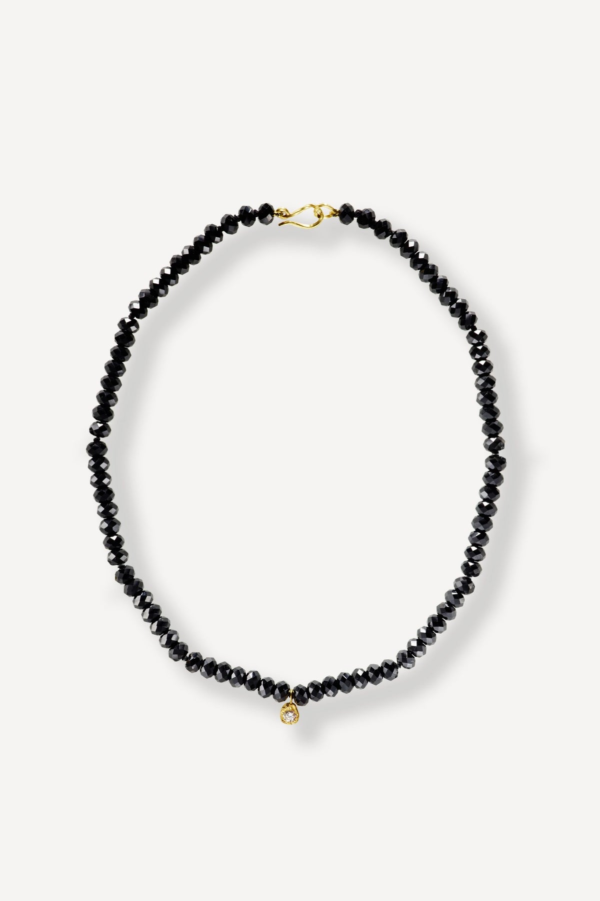Black Orchid Ramona One 0.05 ct Diamond and Onyx Gold Necklace - Front View | Elhanati 
