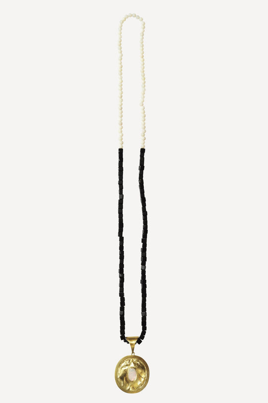 Opal Noir Constanza Big Onyx and Opal Chain Necklace
