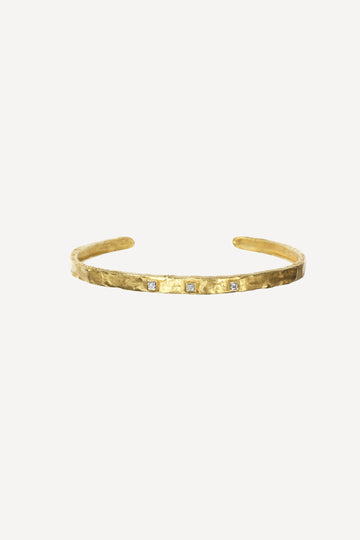 Deco Diamond 0.15 ct Gold Bangle - Front View | Elhanati 
