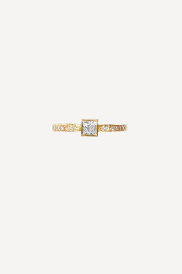 Deco Diamond Moon Lux 0.42 ct Gold Ring- Front View | Elhanati 