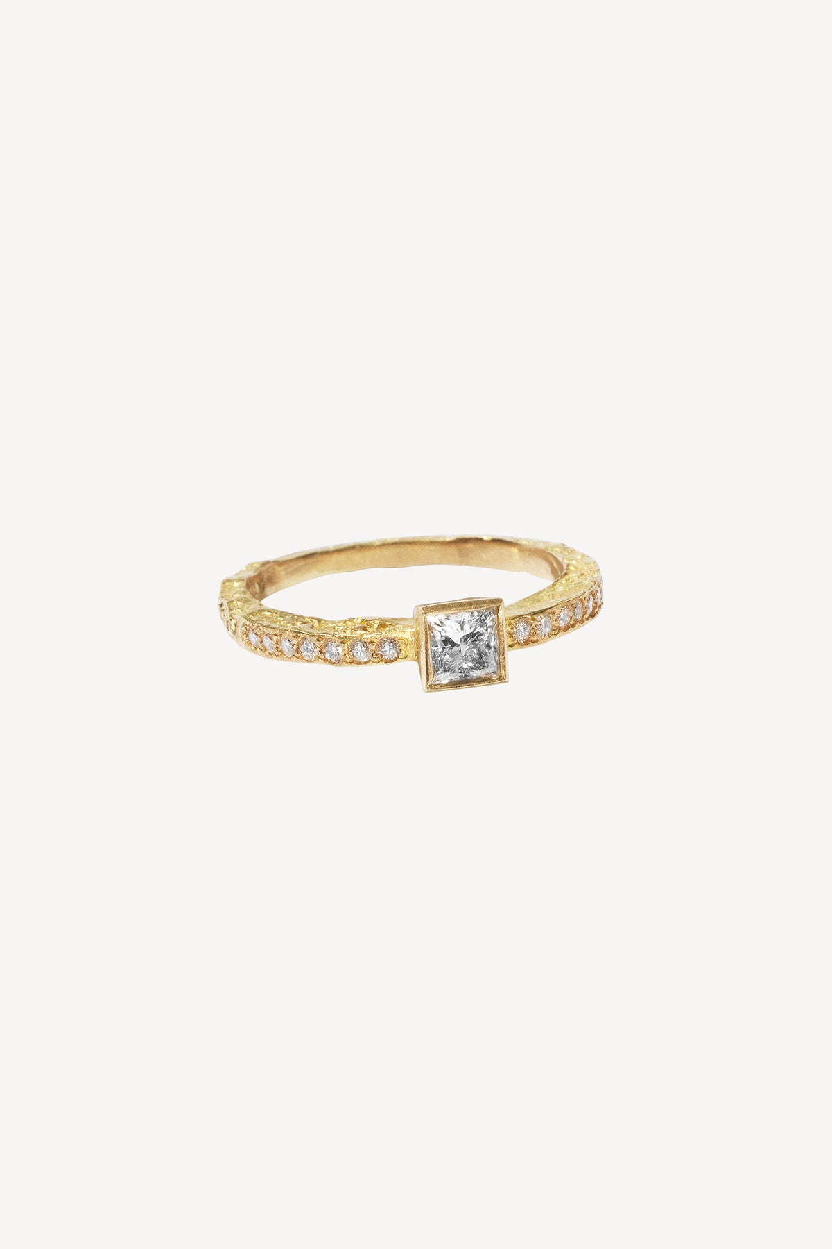 Deco Diamond Moon Lux 0.42 ct Gold Ring - Angled View | Elhanati 