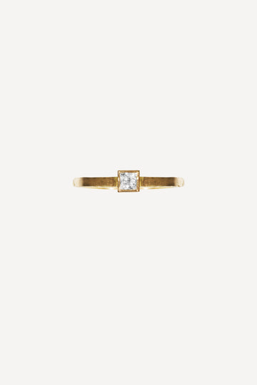 Deco Diamond Moon Nude 0.20 ct Gold Ring - Front View | Elhanati 