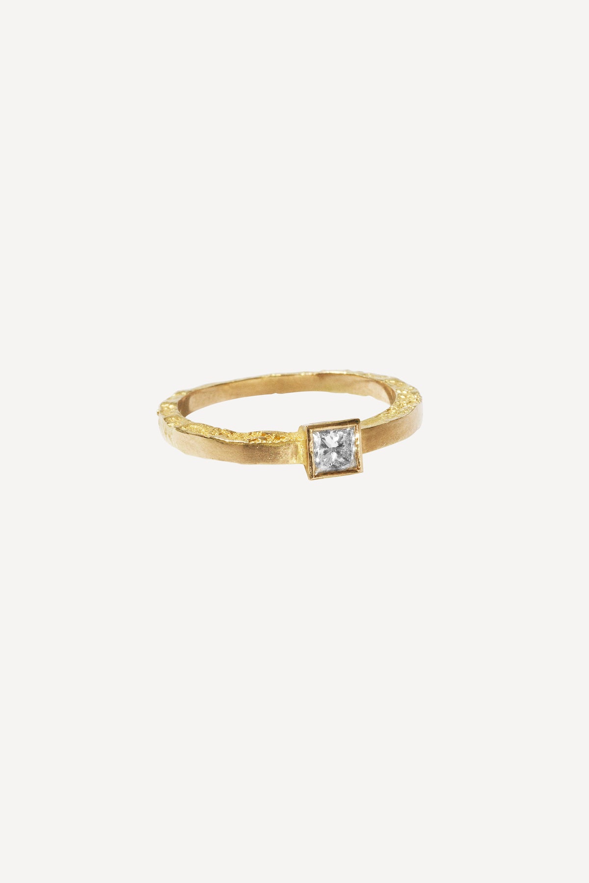 Deco Diamond Moon Nude 0.20 ct Gold Ring - Angled View | Elhanati 