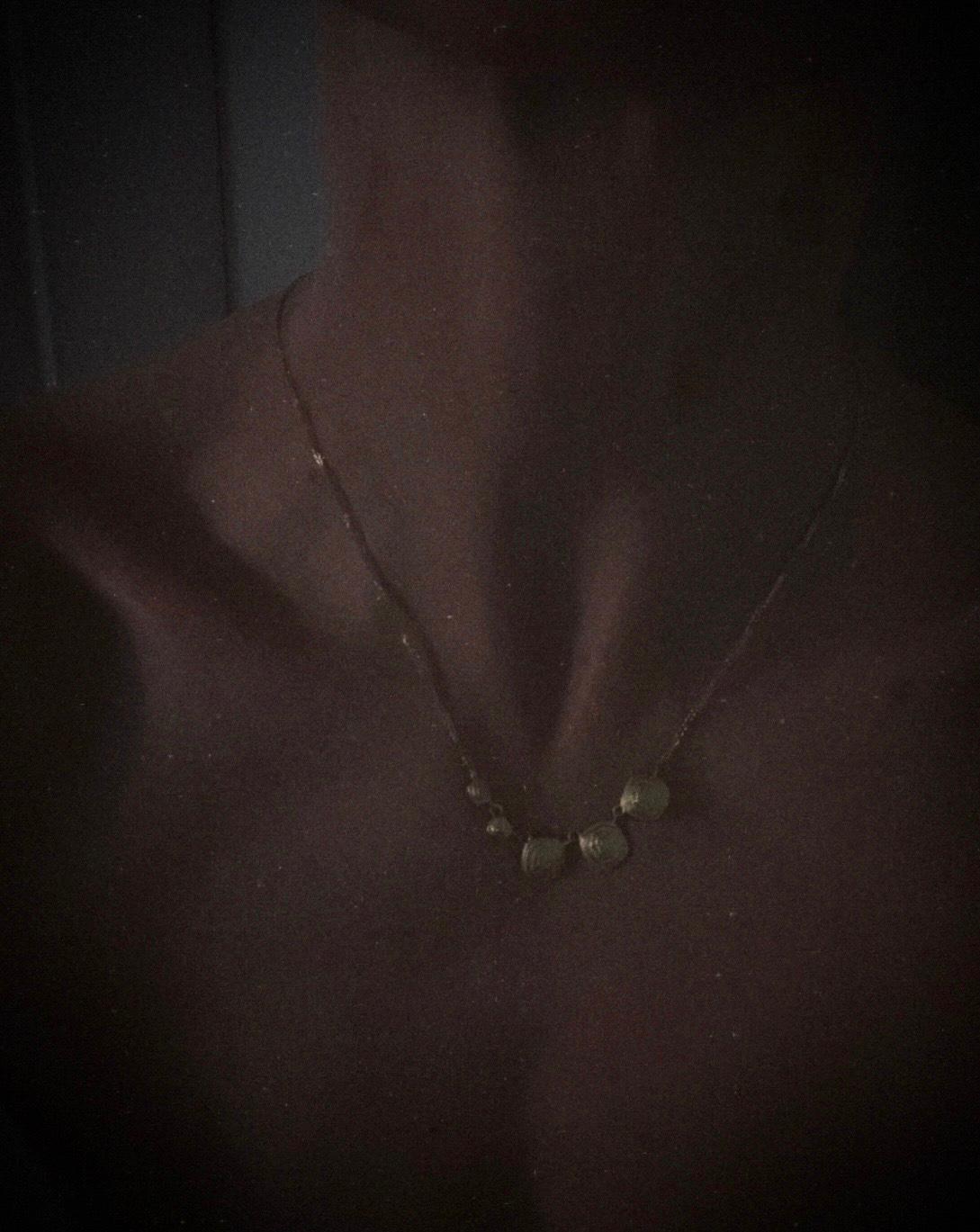 Deco Diamond Pyramid Gold Necklace - On Model | Elhanati