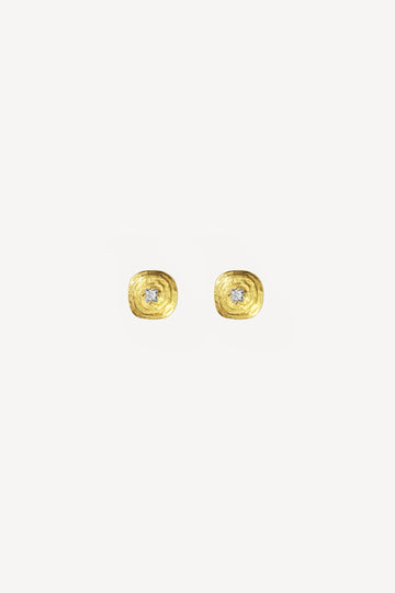 Deco Diamond Pyramid Lux Big 0.10 ct Gold Earrings [Pair]