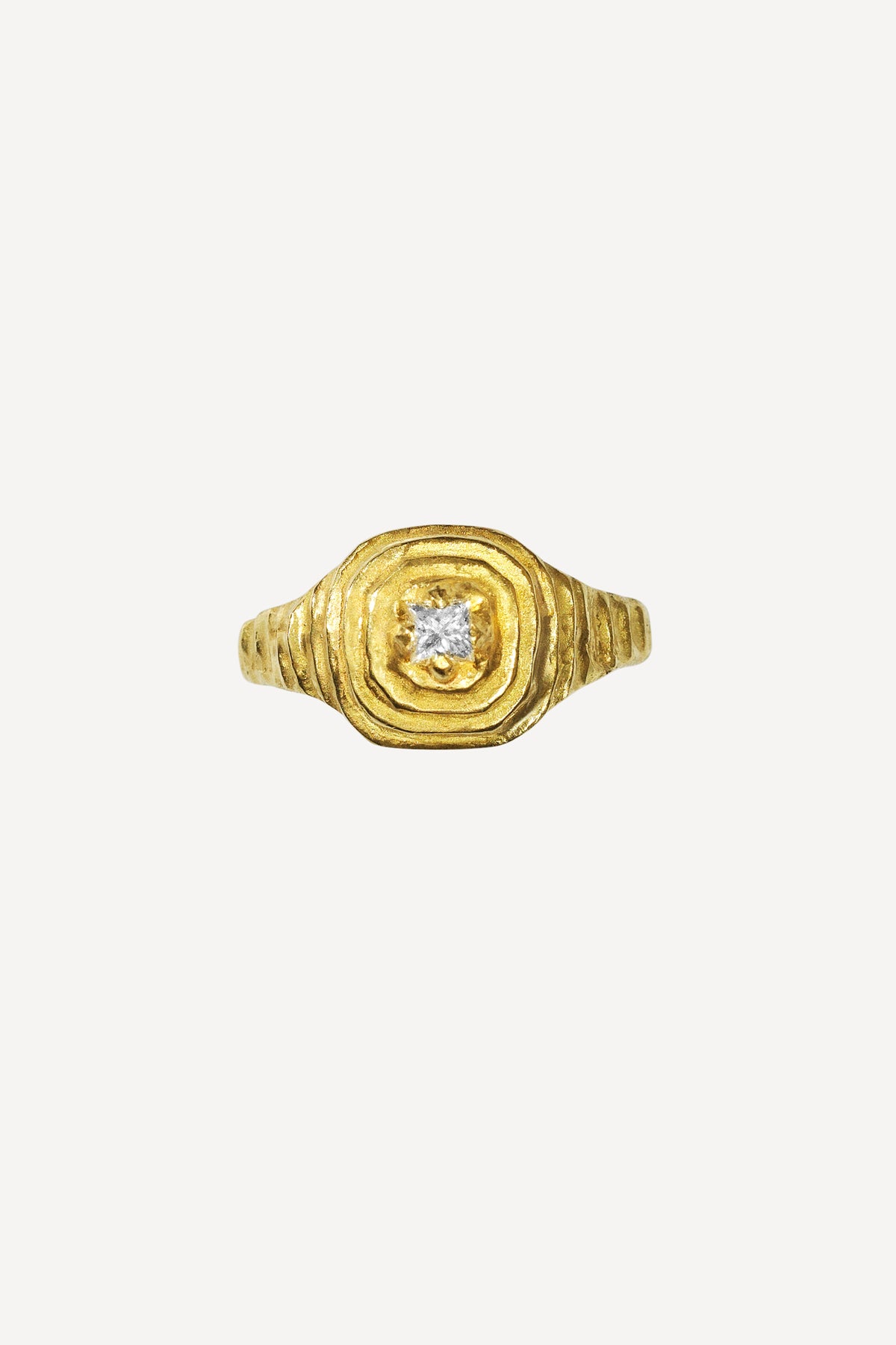 Deco Diamond Pyramide 0.15 ct Gold Ring - Front View | Elhanati 