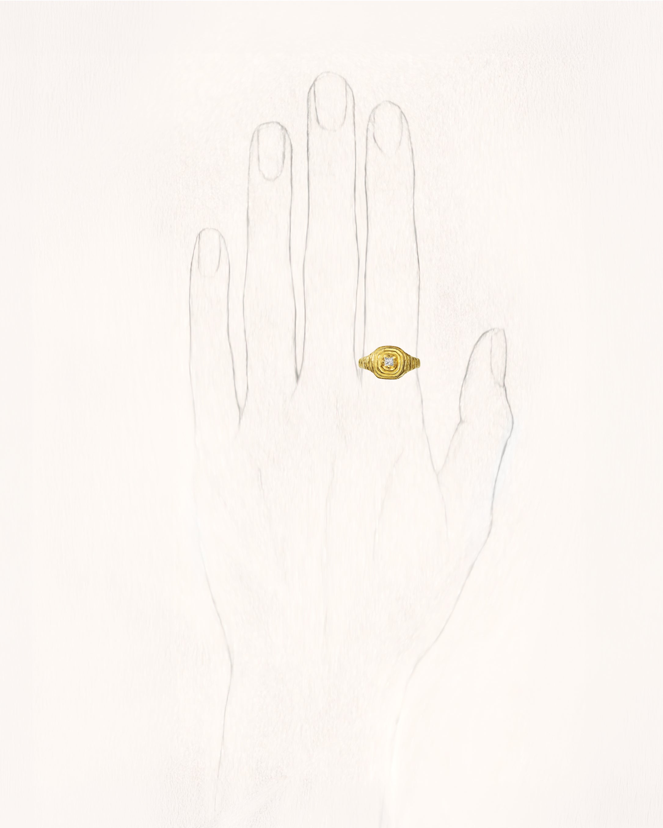 Deco Diamond Pyramide 0.15 ct Gold Ring