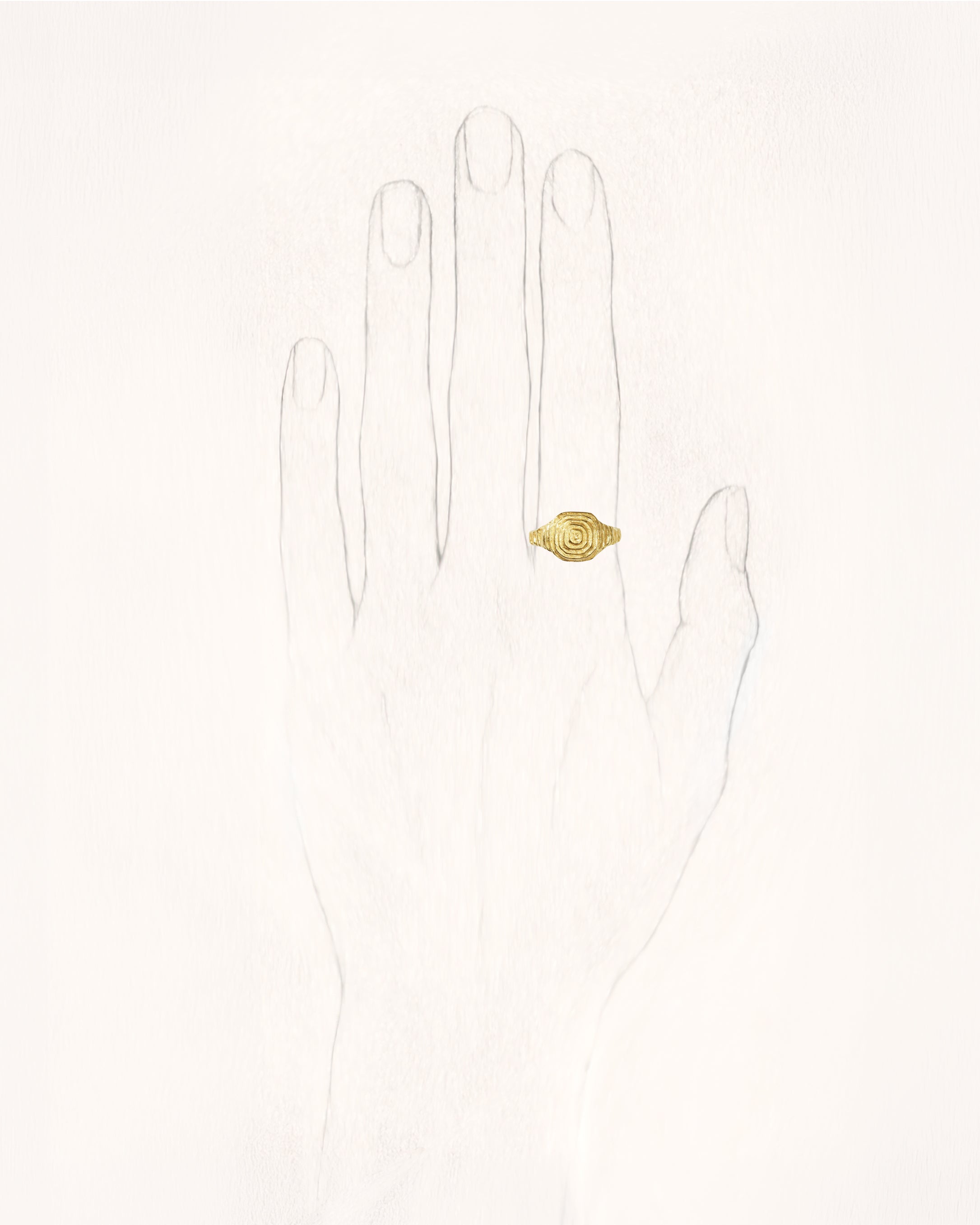 Deco Diamond Pyramide Nude Gold Ring