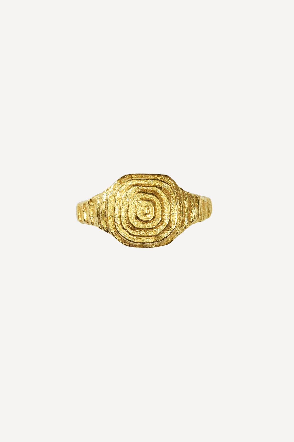 Deco Diamond Pyramide Nude Gold Ring - Front View | Elhanati 