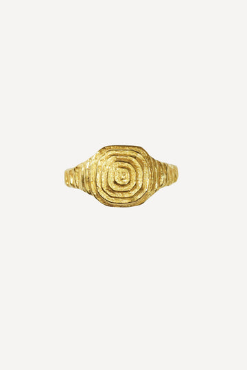 Deco Diamond Pyramide Nude Gold Ring - Front View | Elhanati 