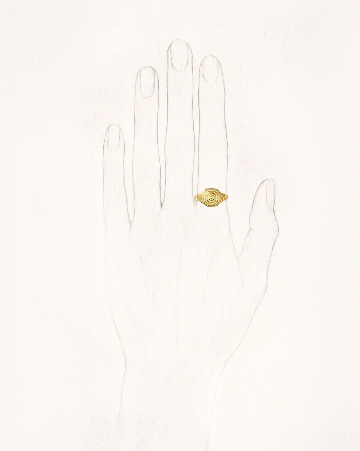 Deco Diamond Pyramide Nude Gold Ring - On Hand| Elhanati 