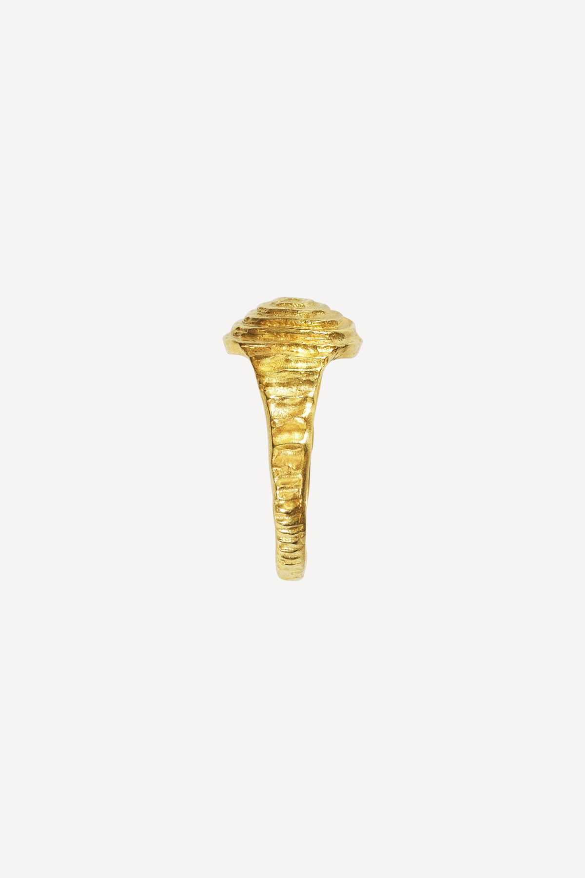 Deco Diamond Pyramide Nude Gold Ring - Side View | Elhanati 