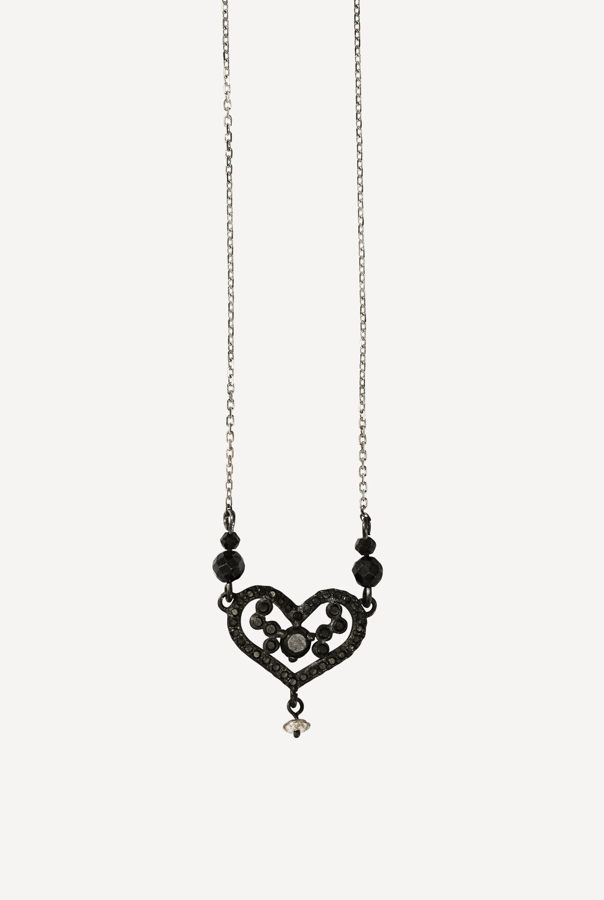 Diamond Noir White Gold Necklace - Front View | Elhanati 