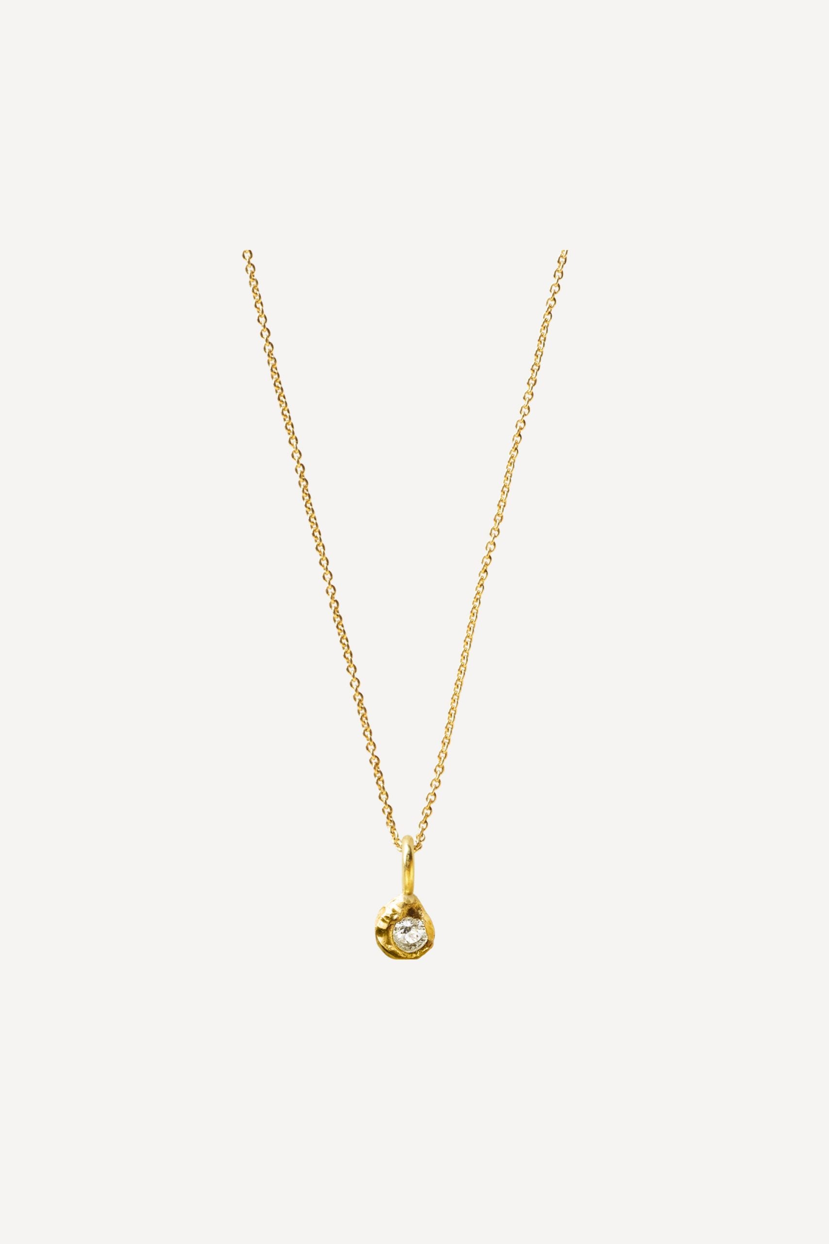 Solitaire Iman 0.10 ct Diamond Gold Necklace