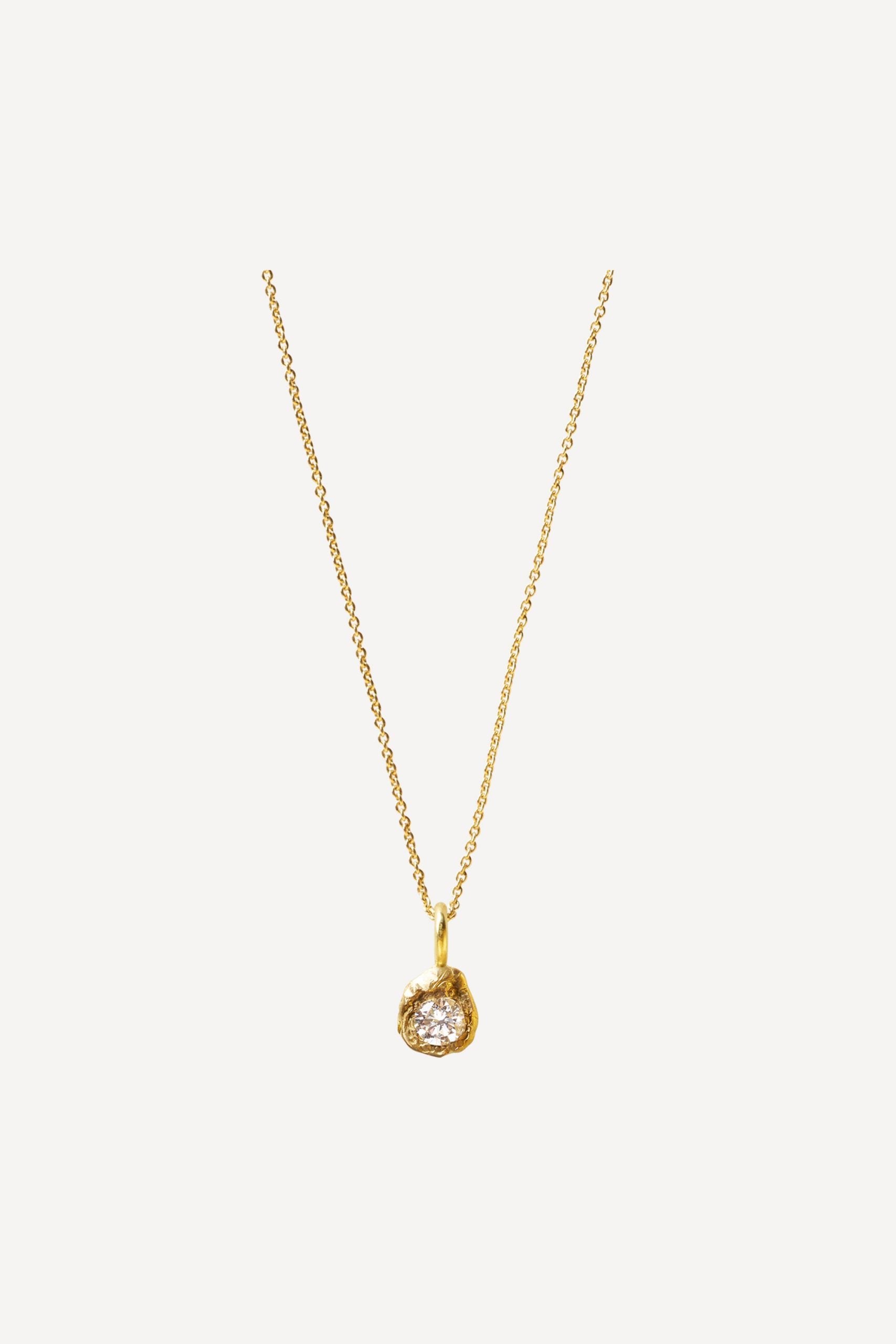 Solitaire Iman 0.20 ct Diamond Gold Necklace