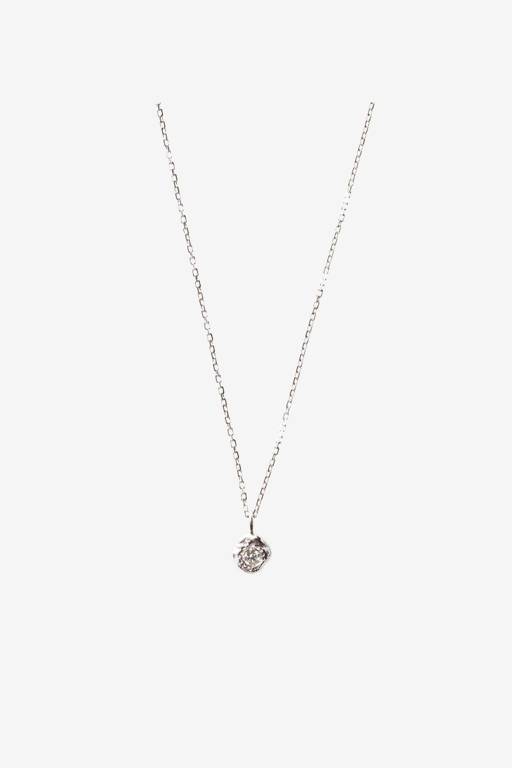 Solitaire Iman 0.05 ct Diamond White Gold Necklace