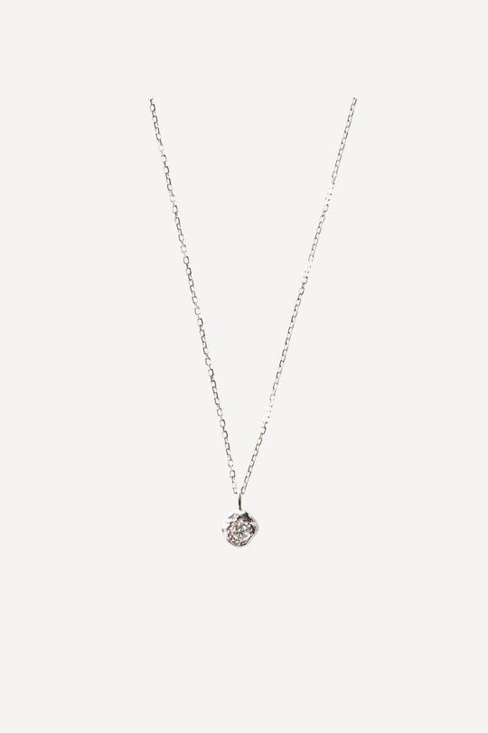 Solitaire Iman 0.05 ct Diamond White Gold Necklace