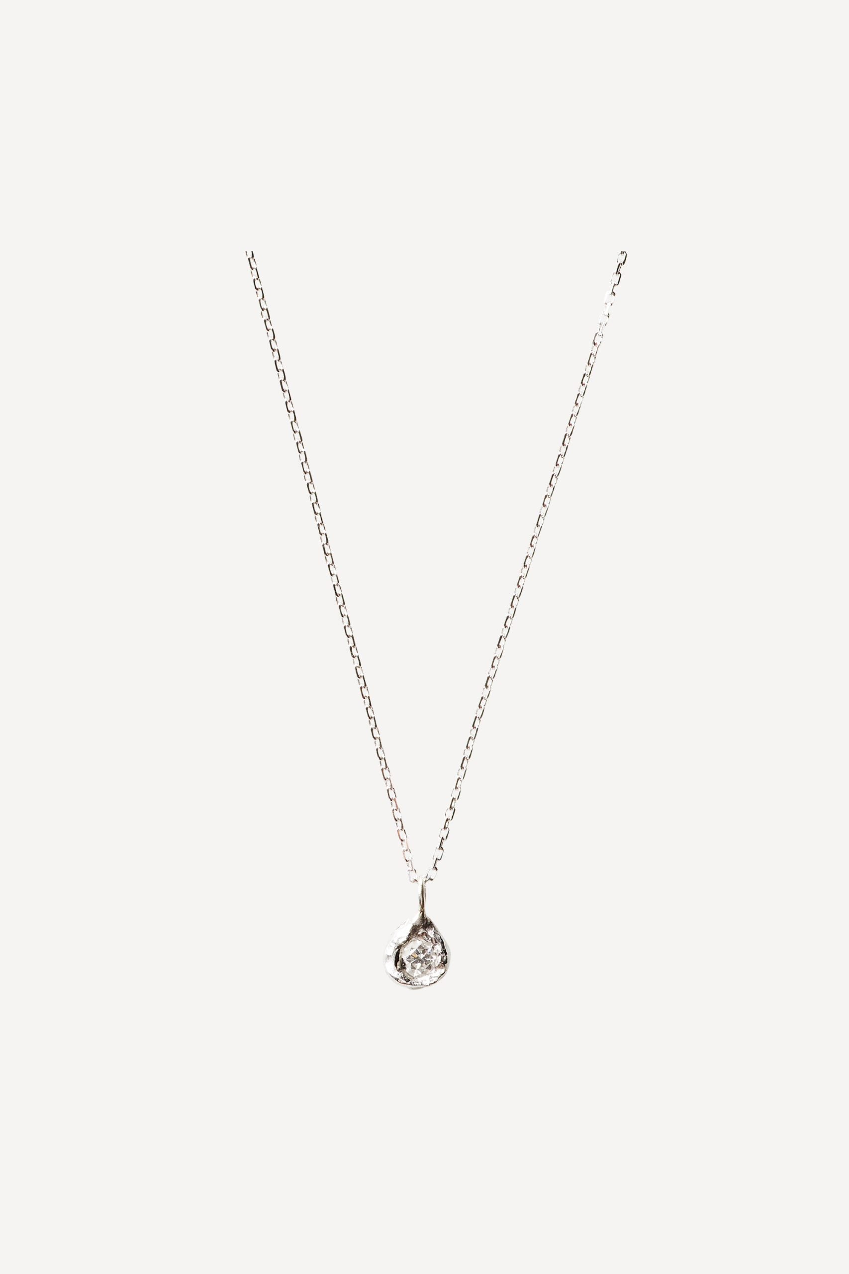 Solitaire Iman 0.10 ct Diamond White Gold Necklace