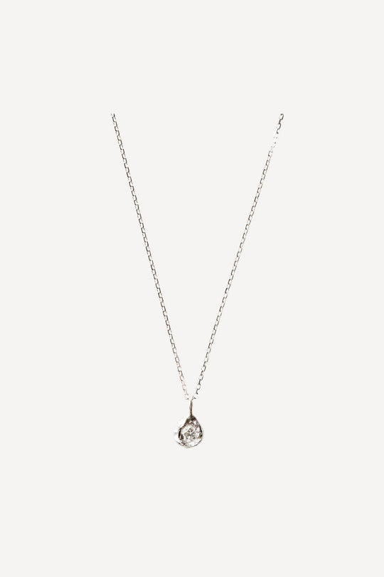 Solitaire Iman 0.10 ct Diamond White Gold Necklace