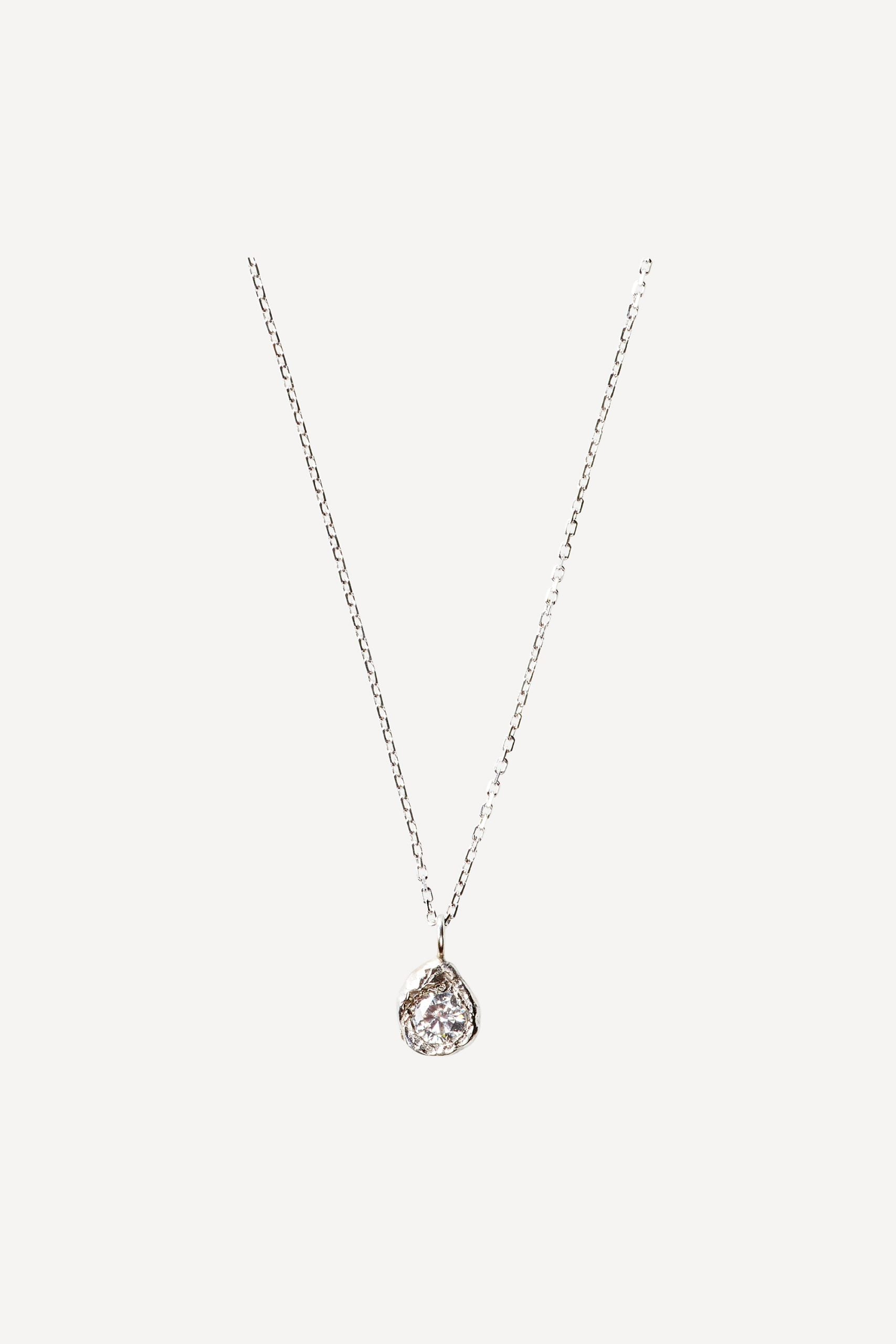 Solitaire Iman 0.20 ct Diamond White Gold Necklace
