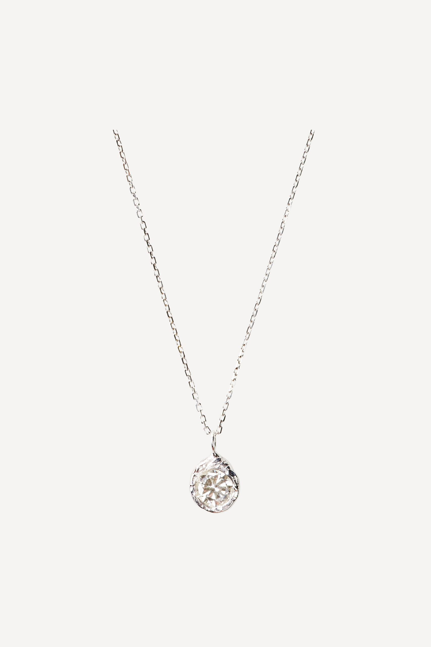 Solitaire Iman 0.35 ct Diamond White Gold Necklace