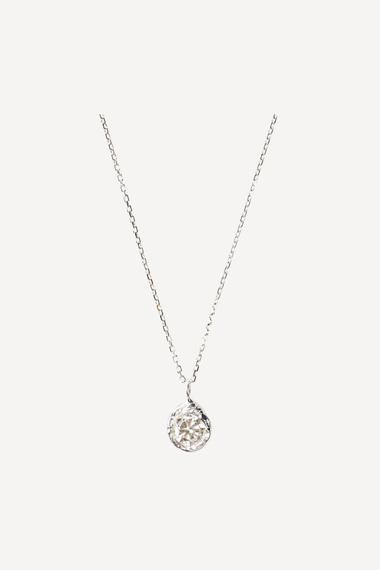 Solitaire Iman 0.35 ct Diamond White Gold Necklace