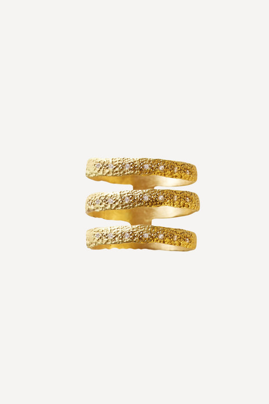 Roxy Graphic Nude Lux Triple Three 0.24 ct Diamond Gold Ring