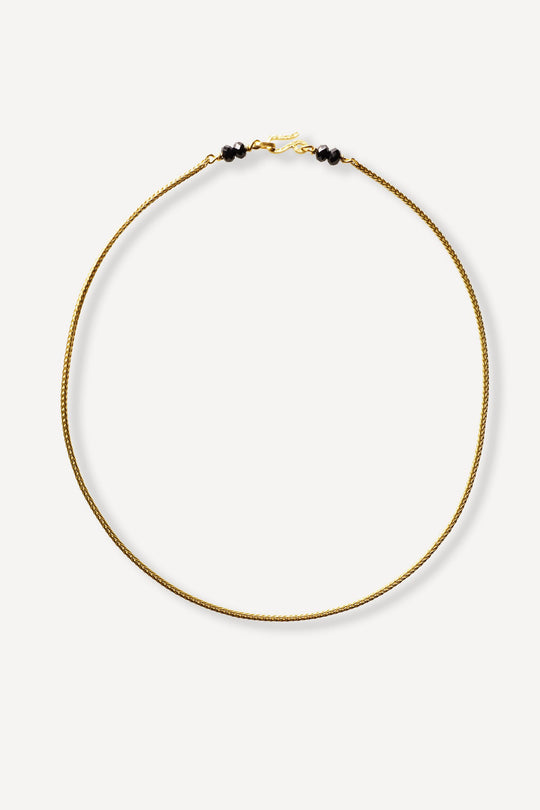 Man Nude Thin Black Onyx Gold Necklace