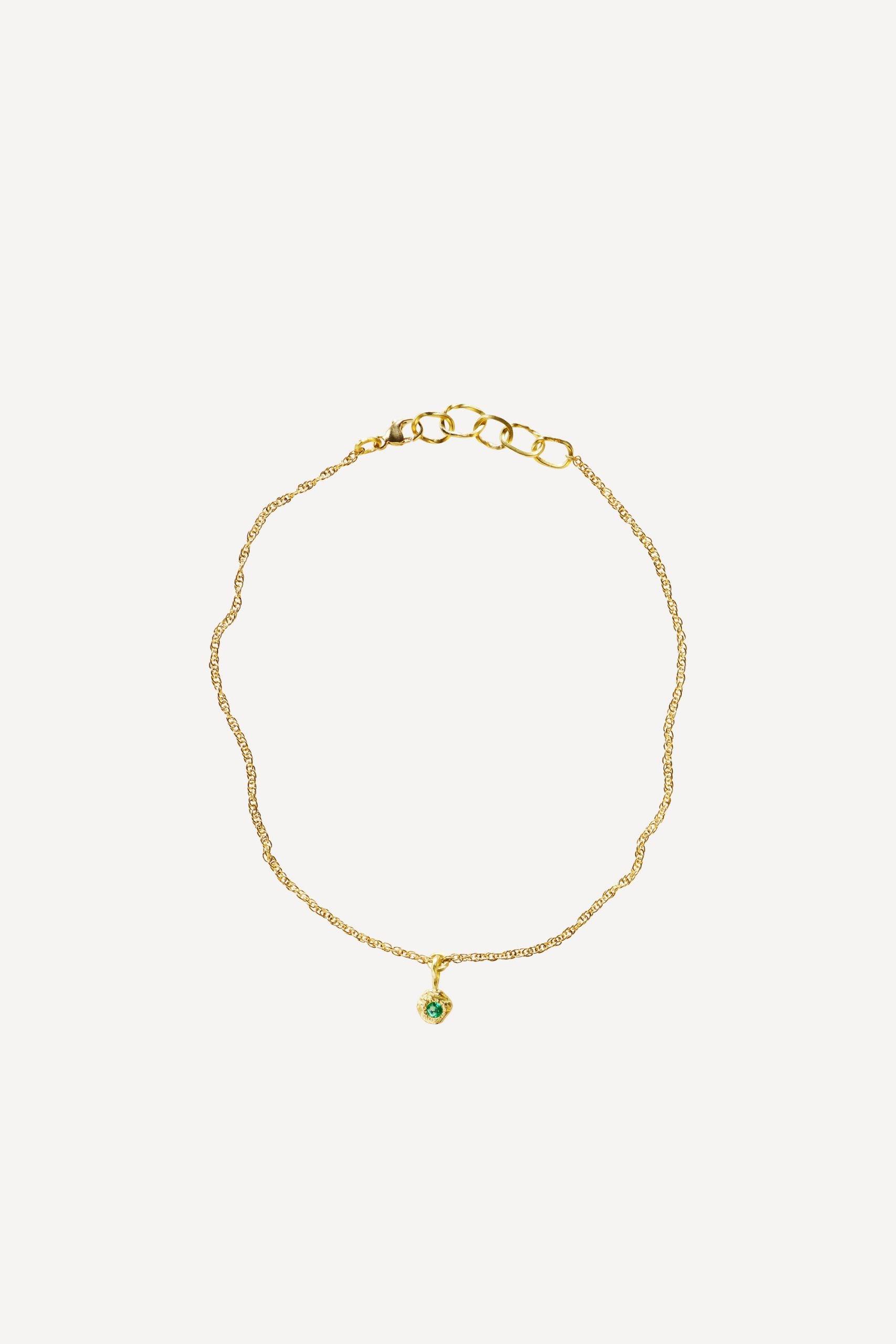 Solitaire Evie 0.05 Emerald Gold Anklet