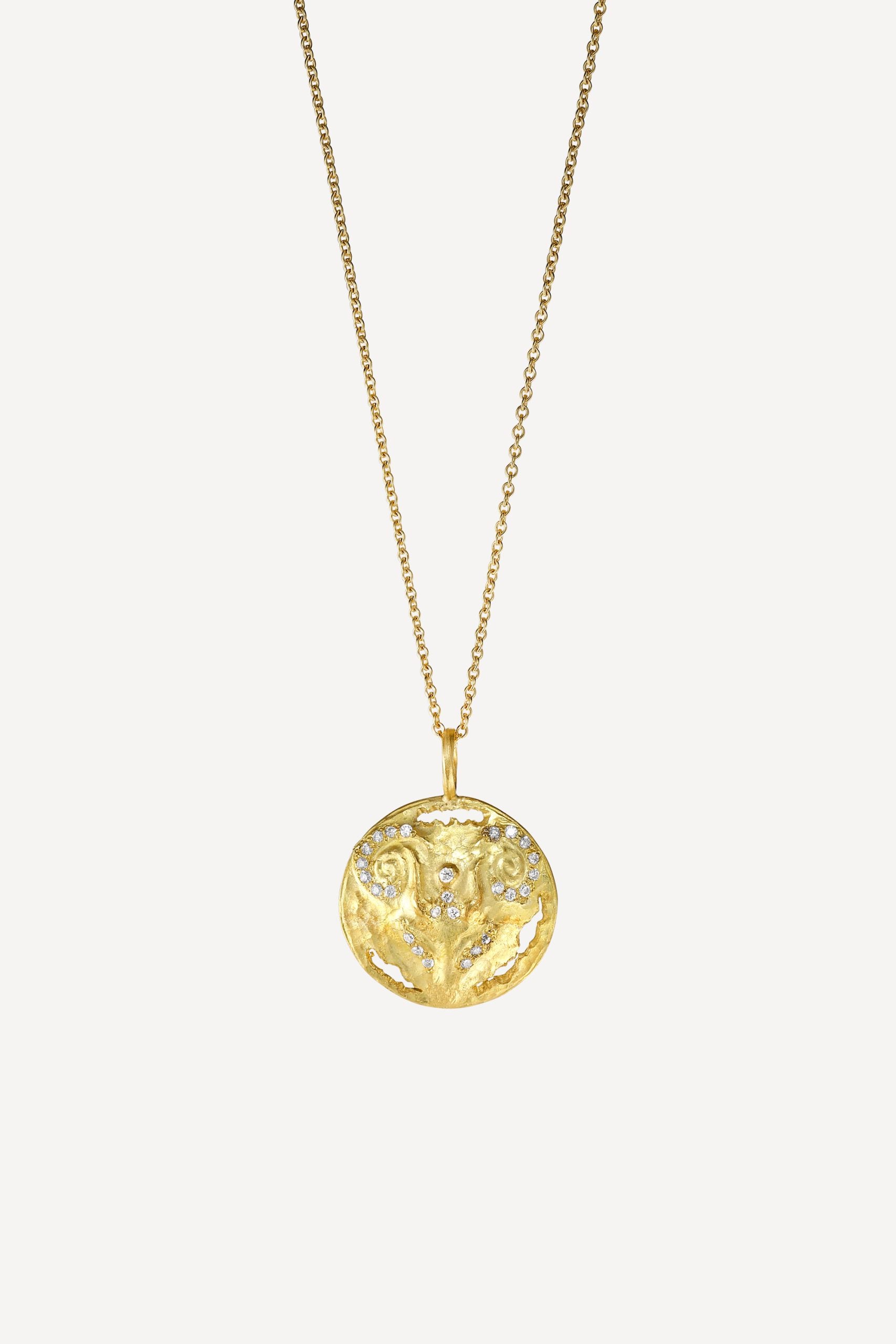 Star Sign Poetry Aries Lux Diamond Gold Necklace