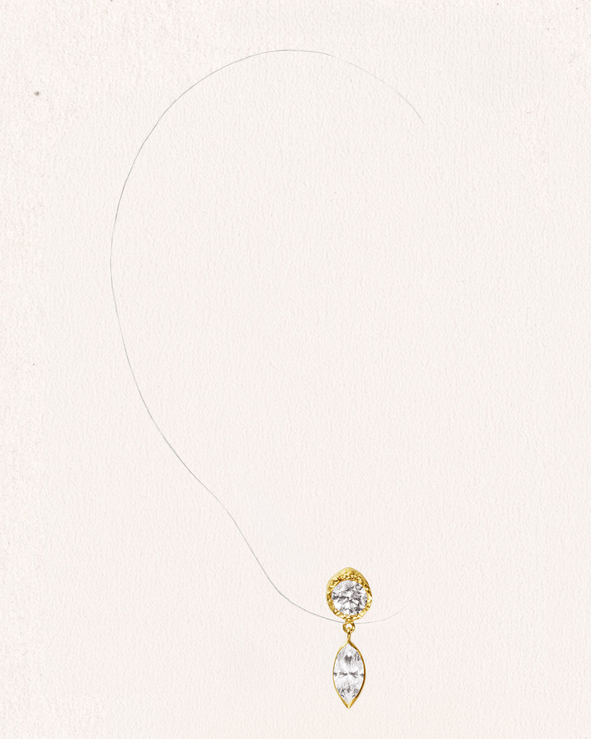 Élise Marquise 1 ct Diamond Gold Earring - 18K Gold Diamond Earring - On Ear| Orit Elhanati