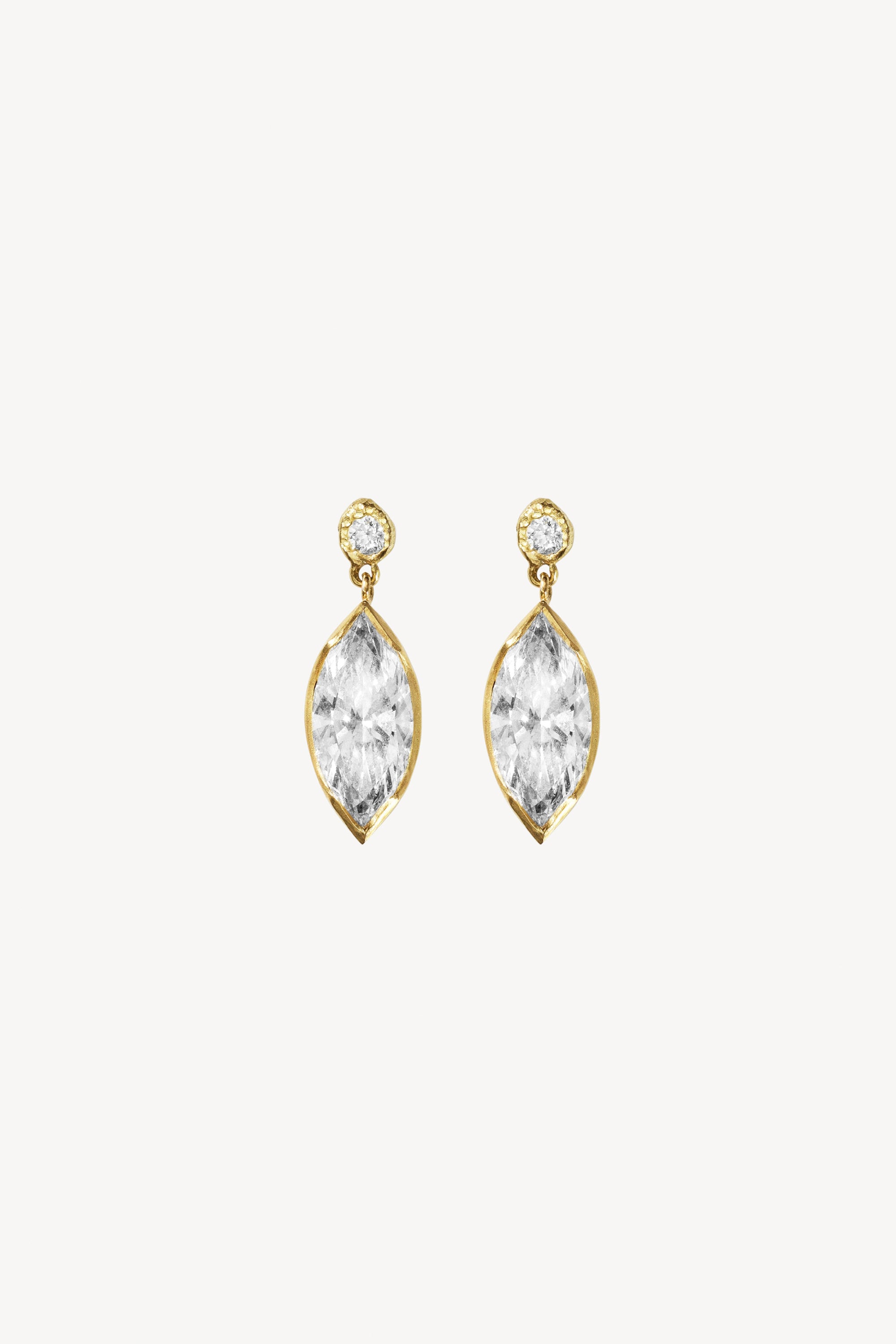 Élise Marquise 3.10 ct Diamond Gold Earrings - 18K Gold Diamond Earrings - Front View | Orit Elhanati