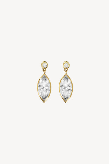 Élise Marquise 3.10 ct Diamond Gold Earrings - 18K Gold Diamond Earrings - Front View | Orit Elhanati