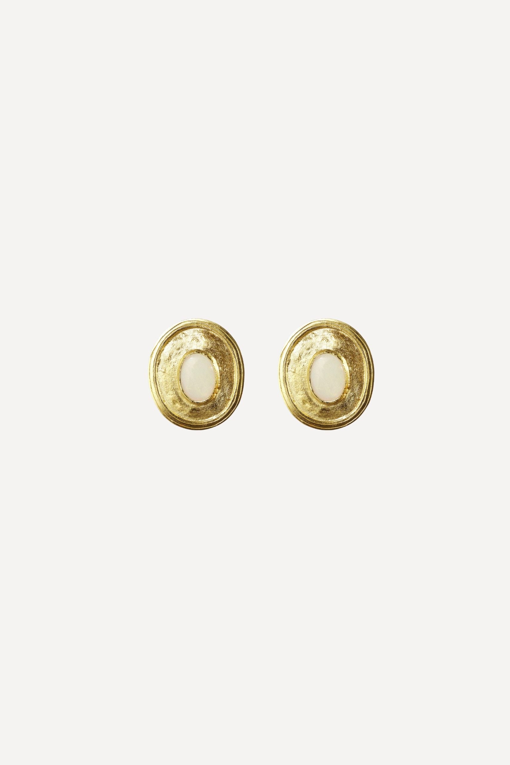 Opal Noir Constanza Small Opal Gold Earrings [Pair]