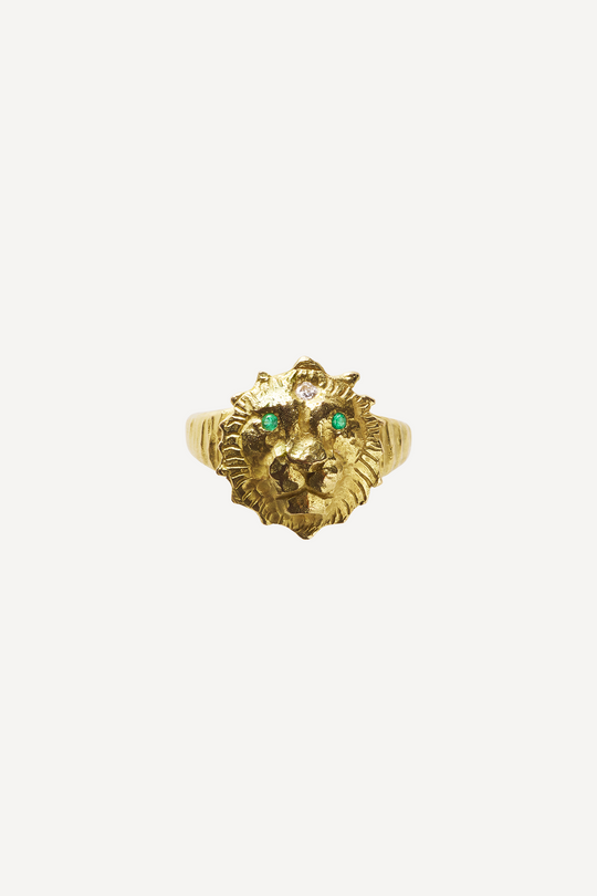 Star Sign Poetry Leo Lux Emerald Gold Ring